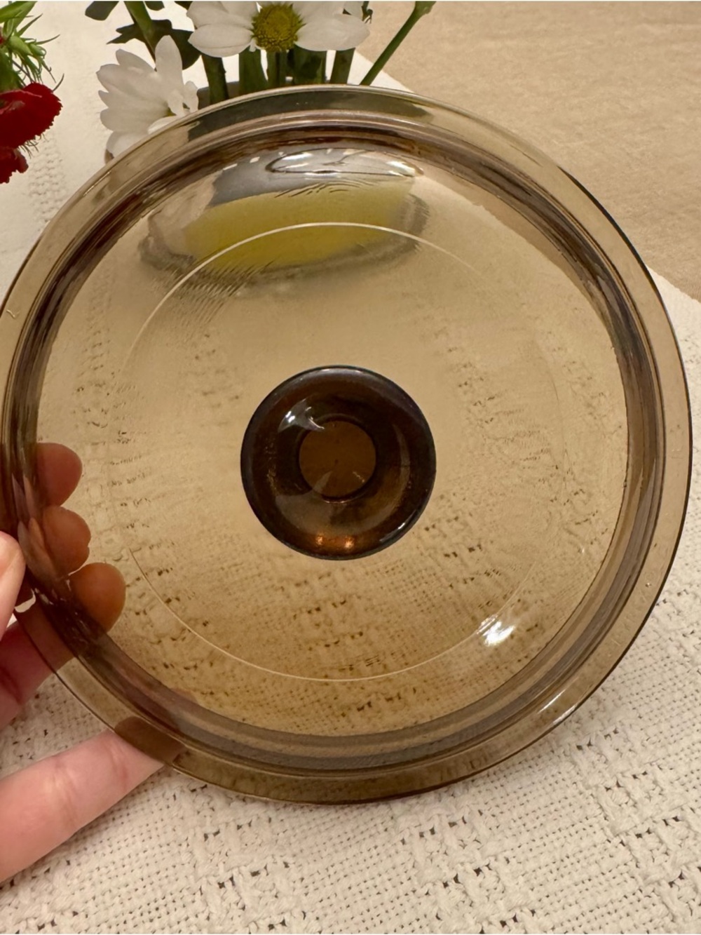 Vintage Pyrex V-1-C 18 7” Amber Glass Lid Visions Saucepan Replacement 18cm